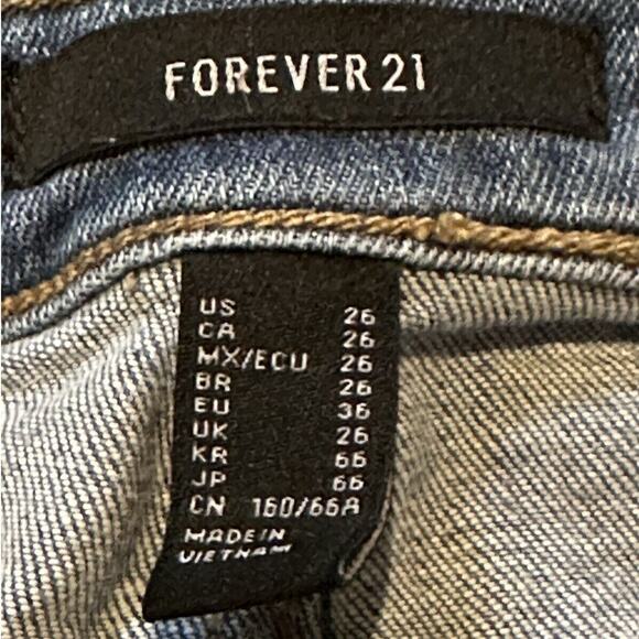 Forever 21 Distressed Skinny Jeans Teens Size 26 Back to School Preppy Academia - Picture 6 of 7